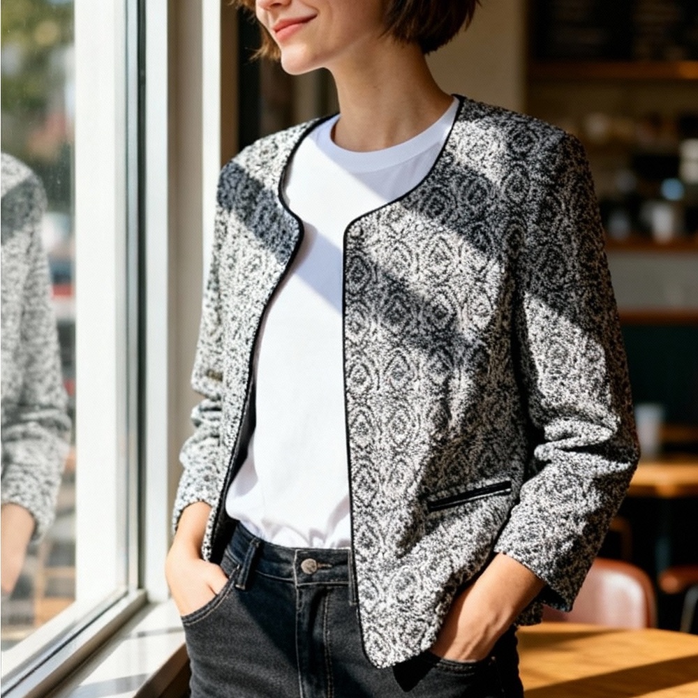 L'AGENCE Monochrome Patterned Blazer